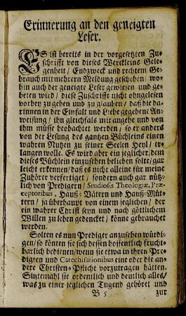Erinnerung an den geneigten Leser.