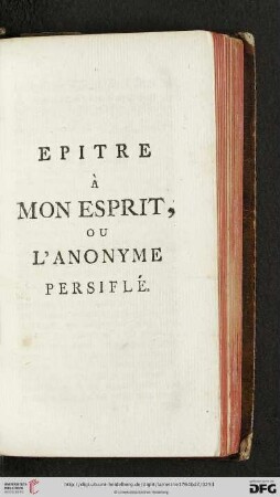 Epitre à mon esprit, ou l'anonyme persiflé