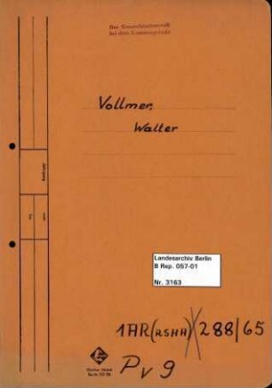Personenheft Walter Vollmer (*30.03.1907)