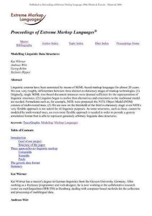 Modelling Linguistic Data Structures
