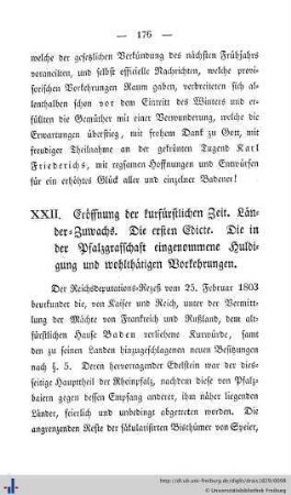 XXII. Eröffnung der kurfürstlichen Zeit