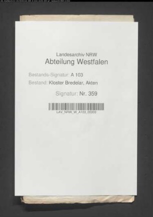 Vermessungsregister der Bredelarer Ländereien und Wiesen zu Rösebeck, Radlinghausen und Bontkirchen.
