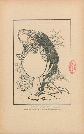 Vieille mendiante, par Hokousai. (D'après une gravure de la petite "Mangoua" de 1843)