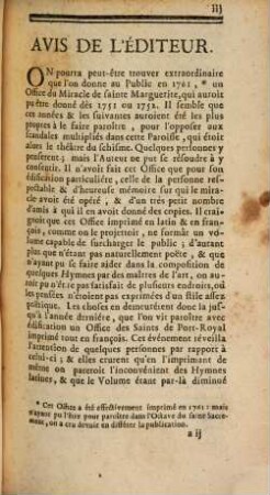 Office propre du miracle opéré à la Procession du Saint Sacrement dans la Paroisse de Sainte Marguerite le 31. Mai 1725 : avec octave