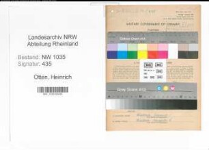 Entnazifizierung Heinrich Otten , geb. 06.10.1900 (Angestellter)