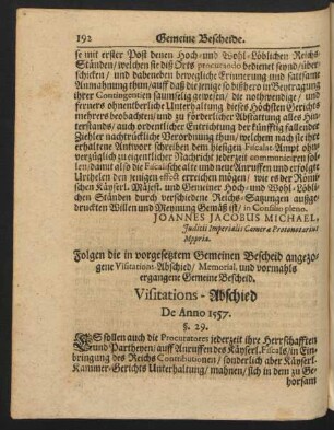 Visitations-Abschied De Anno 1557.