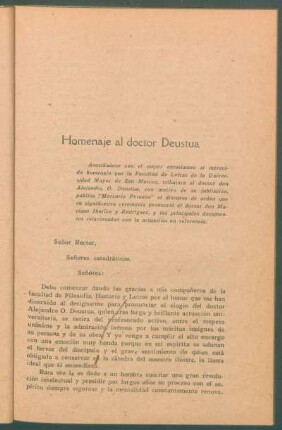 Homenaje al doctor Deustua