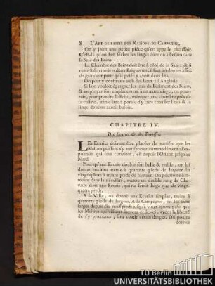 Chapitre IV. Des Ecuries & des Remises.