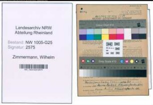 Entnazifizierung Wilhelm Zimmermann , geb. 01.05.1895 (Kaufmann)