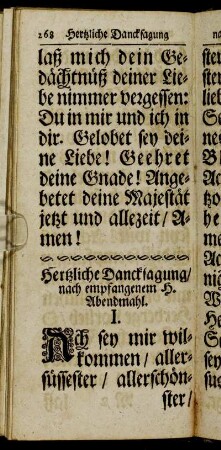 Hertzliche Dancksagung/ nach emfangenem H. Abendmahl
