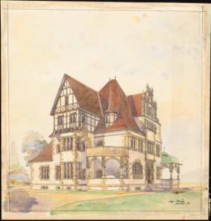 Villa August Ludowici, Landau: Perspektivische Ansicht der Villa