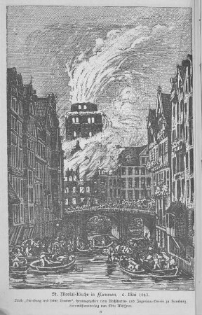 St. Nicolai-Kirche in Flammen. 6. Mai 1842