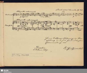 Grützmacher, Friedrich Wilhelm Ludwig; 1889 [Noten- und Texteintrag]