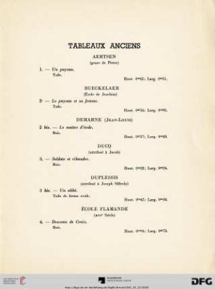 Tableaux Anciens (Nr. 1-35)