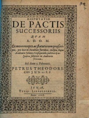 Disputatio De Pactis Successoriis