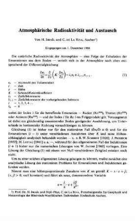 Atmosphärische Radioaktivität und Austausch