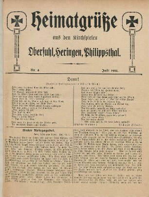 4.1915: Heimatgrüße aus den Kirchspielen Obersuhl, Heringen, Philippsthal