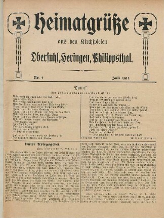 4.1915: Heimatgrüße aus den Kirchspielen Obersuhl, Heringen, Philippsthal