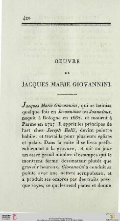 Oeuvre de Jacques Marie Giovannini