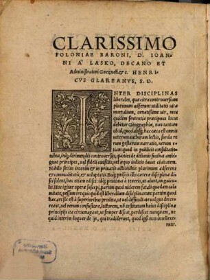 Henrici Glareani Helvetii, Poetae Lavreati De Geographia : Liber Vnvs