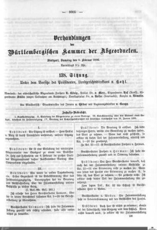 138. Sitzung, Stuttgart, 6.2.1886