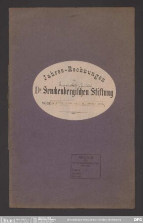 Jahresrechnungen der Senckenbergischen Universitätsinstitute