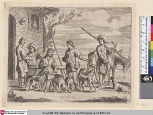 [Jäger rasten an einem Wirtshaus; Hunters resting at an inn]