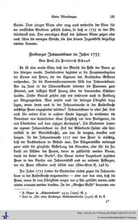 Freiburger Johannisfeuer im Jahre 1755.