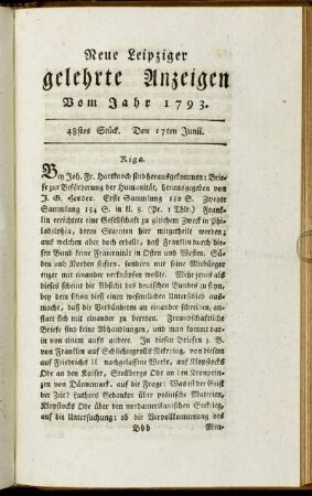 48stes Stück. Den 17ten Junii.