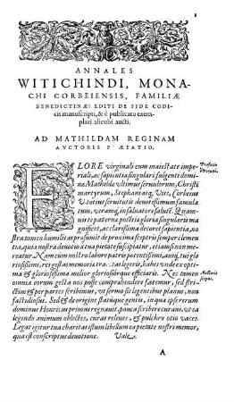 Annales Witichindi, Monachi Corbeiensis, Familiae Benedictinae.