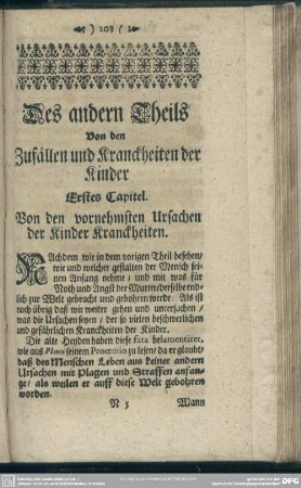 Des andern Theils Von den Zufällen und Kranckheiten der Kinder