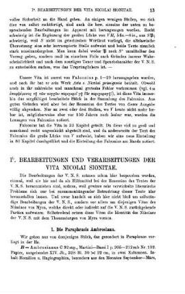 I. b. Bearbeitungen und Verarbeitungen der Vita Nicolai Sionitae