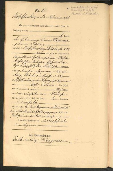 Standesamtsbuch der Stadt Aschaffenburg: Geburten 365/1900 - 184/1901