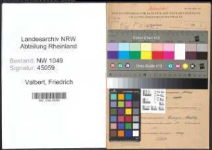 Entnazifizierung Friedrich Valbert , geb. 28.08.1909 (Fleischer)