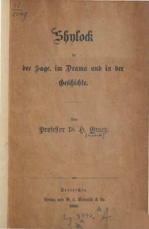 Shylock in der Sage, im Drama und in der Geschichte