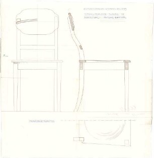 Fischer, Theodor; Worms; Cornelianum - Stuhl für den Saal (Ansichten, Teilansicht)