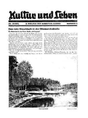 Kultur und Leben : 2. Beilage der "Arbeiter-Jugend"