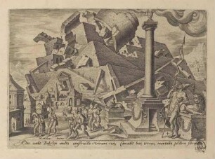 Die Zerstörung des Turmes zu Babel und die Zerstreuung der Völker, Blatt 4 aus der Folge "Das Unglück des jüdischen Volkes"