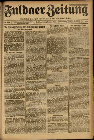 Erste Ausgabe vom Freitag, den 05. September 1924.