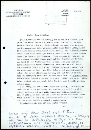 E. Kunze an W. Schaefer