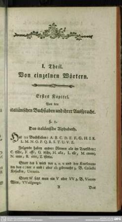 I. Theil. Von einzelnen Wörtern