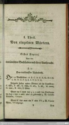 I. Theil. Von einzelnen Wörtern