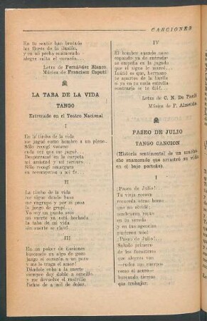 Paseo de Julio : Tango canción