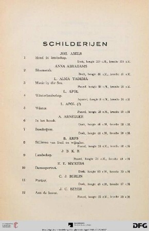 Schilderijen (Nr. 1-217)