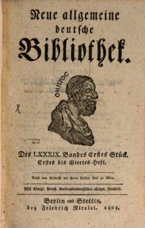 Neue allgemeine deutsche Bibliothek. 89. 1804