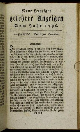 102stes Stück. Den 19ten December.