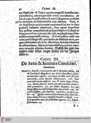 Cap. III De Sexu & Sanitate Candidati