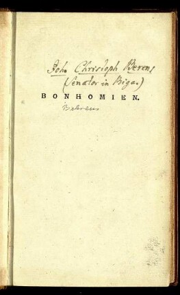Bonhomien : Geschrieben Bei Eröffnung Der Neuerbauten Rigischen Stadtsbibliothek