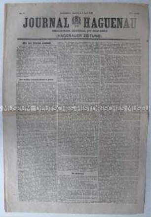 Zweisprachige elsässer Tageszeitung u.a. zum Stand der Friedenskonferenz nach dem 1. Weltkrieg und zur Lage in Polen
