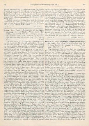 276-277 [Rezension] Buchwald, Georg (Hrsg.), Luther’s Ungedruckte Predigten aus den Jahren 1537 bis 1540